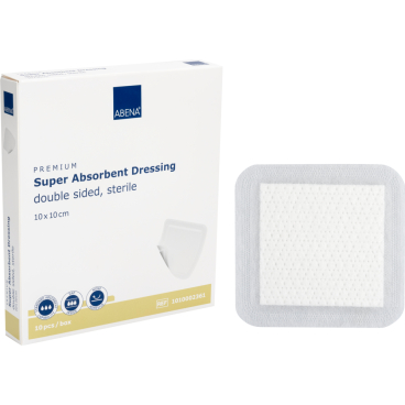 ABENA® Wundauflage, doppelseitig, steril, weiß 1 Karton = 76 Packungen à 10 Stück, Maße: 10 x 10 cm - Bild-Darstellung des Produktes 1