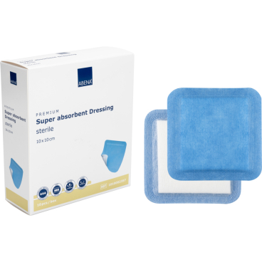 ABENA® Wundauflage, steril, weiß/blau 1 Karton = 20 Packungen à 10 Stück, Maße: 10 x 10 cm - Bild-Darstellung des Produktes 1