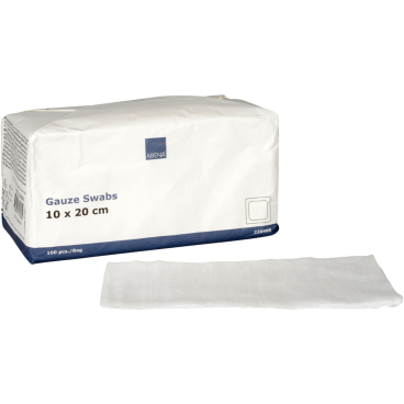 ABENA® Mullkompressen, 8-lagig, 17-fädig, unsteril, weiß 1 Packung = 100 Stück, Maße: 10 x 20 cm - Bild-Darstellung des Produktes 1