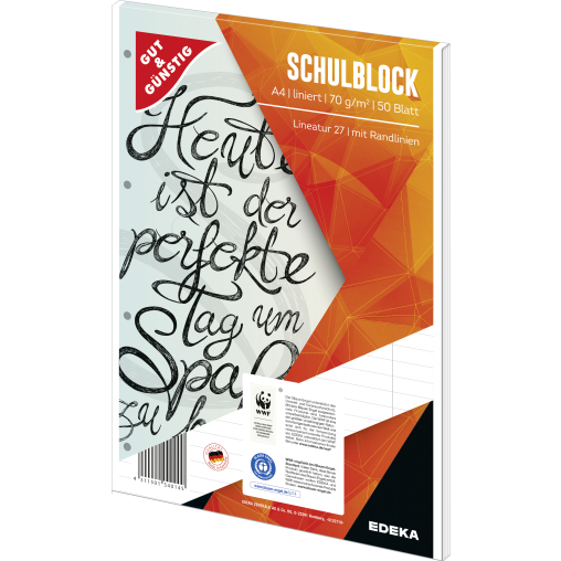 Schulblock A4, liniert mit Randlinien