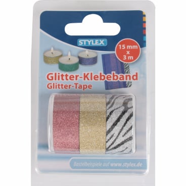 STYLEX® Glitter Klebeband, 15 mm x 3 m 1 Packung = 3 Rollen - Bild-Darstellung des Produktes 1