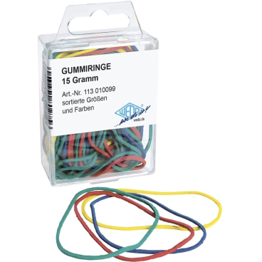 Gummiringe farbig sortiert Inhalt 15g / ca. 80 Stück Gummiringe farbig sortiert Inhalt 15g / ca. 80 Stück - Bild-Darstellung des Produktes 1