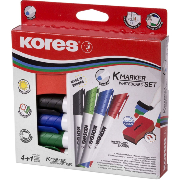 Whiteboardmarker 3mm Rundspitze Set mit 4 Farben + Schwamm Whiteboardmarker 3mm Rundspitze Set mit 4 Farben + Schwamm - Bild-Darstellung des Produktes 1