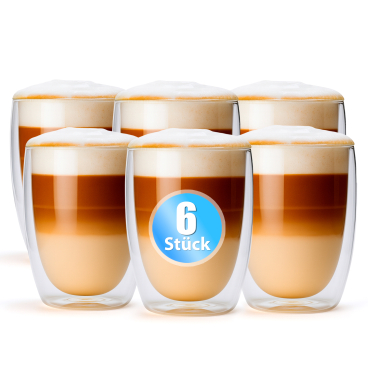 BigDean 6 Stück doppelwandige Latte Macchiato Gläser 300 ml Kaffeeglas - Bild-Darstellung des Produktes 1