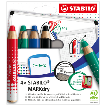 Whiteboardmarker MARKdry 648/4 sortiert 4 Stück +Spitzer +Tuch Whiteboardmarker MARKdry 648/4 sortiert 4 Stück +Spitzer +Tuch - Bild-Darstellung des Produktes 1