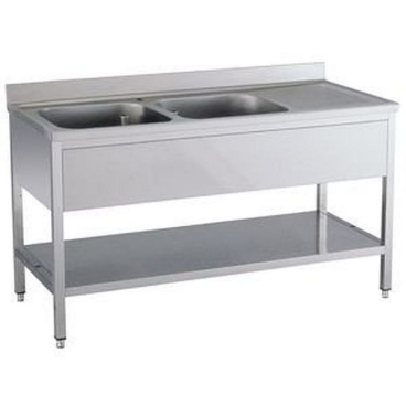 KBS Spültisch 2 Becken links mit Aufkantung B 160cm B 1600 mm x T 700 mm x H 850 mm - Bild-Darstellung des Produktes 1