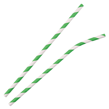 NATURESTAR Flex Papier-Trinkhalme, gestreift mit Knick, 19,5 cm 1 Packung = 100 Stück, grün-weiß - Bild-Darstellung des Produktes 1