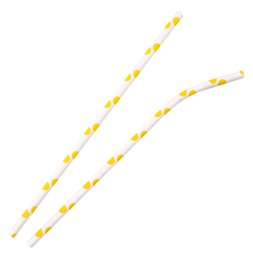 NATURESTAR Flex Papier-Trinkhalme, gepunktet mit Knick, 19,7 cm 1 Packung = 100 Stück, gelb-weiß - Bild-Darstellung des Produktes 1