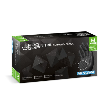 PROGRIP Nitril Diamond Black Einmalhandschuhe, puderfrei, schwarz 1 Packung = 50 Stück, Größe M - Bild-Darstellung des Produktes 1