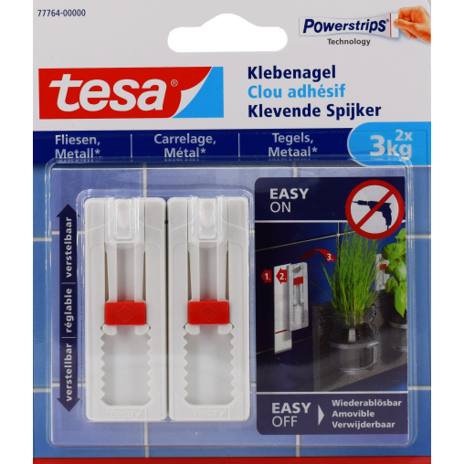 tesa® Klebenagel für Fliesen und Metall, verstelbar, 3 kg