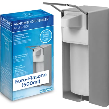ARNOMED Desinfektionsmittelspender, Aluminium Füllvolumen: 500 ml, mit kurzem Hebel - Bild-Darstellung des Produktes 1