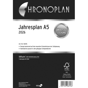 Jahresplan A5 mit Leporellofalzung Kalendarium 2026 Jahresplan A5 mit Leporellofalzung Kalendarium 2026 - Bild-Darstellung des Produktes 1
