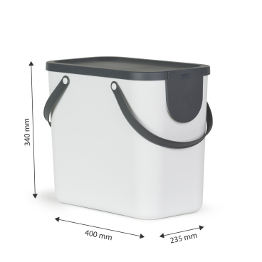 Rotho Mülleimer Trennsystem ALBULA, 25 Liter – Farbe: mistletoe white