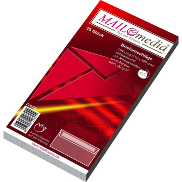 Briefumschläge DINlang haftklebend weiß 80g/qm VE=25 Stück Briefumschläge DINlang haftklebend weiß 80g/qm VE=25 Stück - Bild-Darstellung des Produktes 1