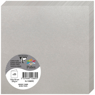 Doppelkarte Pollen 135x135mm 210g VE=25 Stück silber Doppelkarte Pollen 135x135mm 210g VE=25 Stück silber - Bild-Darstellung des Produktes 1