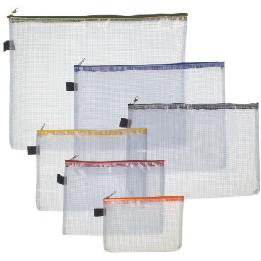 Reißverschlussbeutel Größen sortiert PVC VE=6 Stück farbig sortiert Reißverschlussbeutel Größen sortiert PVC VE=6 Stück farbig sortiert - Bild-Darstellung des Produktes 1