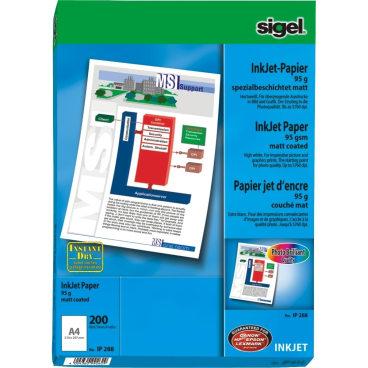 Inkjetpapier A4 95g/qm spezialbeschichtet hochweiß VE=200 Blatt Inkjetpapier A4 95g/qm spezialbeschichtet hochweiß VE=200 Blatt - Bild-Darstellung des Produktes 1