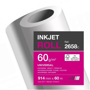 Inkjetpapier-Rolle 914mm x 60m 60g/qm weiß Inkjetpapier-Rolle 914mm x 60m 60g/qm weiß - Bild-Darstellung des Produktes 1