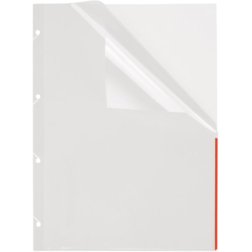 Prospekthüllen A4 PP Euro-Lochung mit Indexstreifen VE=100 Stück transparent/rot Prospekthüllen A4 PP Euro-Lochung mit Indexstreifen VE=100 Stück transparent/rot - Bild-Darstellung des Produktes 1