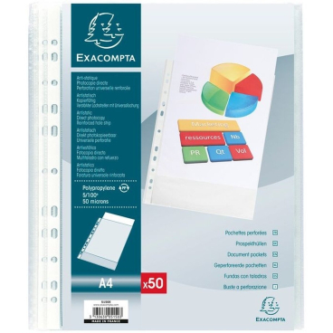Prospekthüllen A4 PP 50my genarbt VE=50 Stück Prospekthüllen A4 PP 50my genarbt VE=50 Stück - Bild-Darstellung des Produktes 1