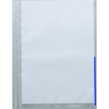 Prospekthüllen A4 PP Euro-Lochung mit Indexstreifen VE=100 Stück transparent/blau Prospekthüllen A4 PP Euro-Lochung mit Indexstreifen VE=100 Stück transparent/blau - Bild-Darstellung des Produktes 1
