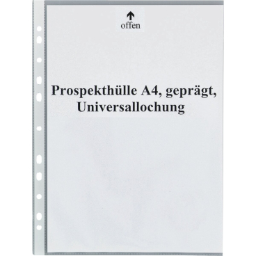 Prospekthüllen A4 80my genarbt VE=100 Stück Prospekthüllen A4 80my genarbt VE=100 Stück - Bild-Darstellung des Produktes 1