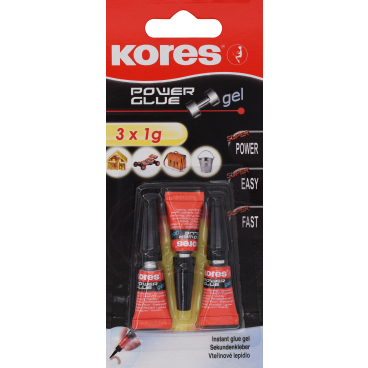 Kores Power Glue Gel Sekundenkleber 1 Packung = 3 Tuben à 1 g - Bild-Darstellung des Produktes 1