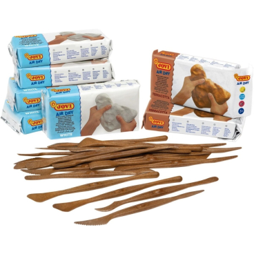 Modelliermasse lufthärtend 5x weiß +  2x terracotta +  Modellierbesteck Koffer Modelliermasse lufthärtend 5x weiß +  2x terracotta +  Modellierbesteck Koffer - Bild-Darstellung des Produktes 1