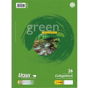 Kollegblock green A4 70g/qm kariert Lineatur 26 VE=80 Blatt Kollegblock green A4 70g/qm kariert Lineatur 26 VE=80 Blatt - Bild-Darstellung des Produktes 1