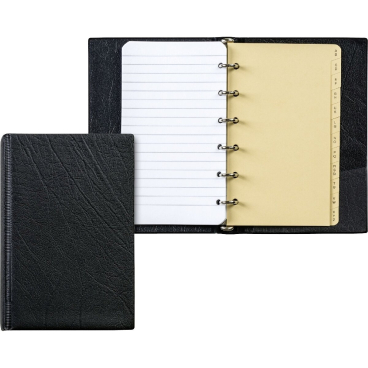 Ringbuch A7 Kunstleder 6 Ringe 10mm incl. Einlage schwarz Ringbuch A7 Kunstleder 6 Ringe 10mm incl. Einlage schwarz - Bild-Darstellung des Produktes 1