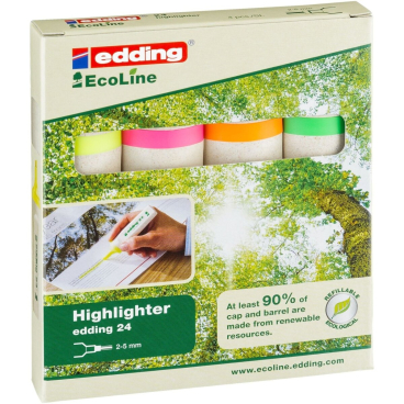 Textmarker Highlighter edding 24 sortiert VE=4 Keilspitze Textmarker Highlighter edding 24 sortiert VE=4 Keilspitze - Bild-Darstellung des Produktes 1
