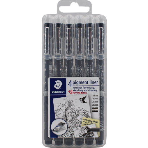Staedtler pigment liner Fineliner, 6-teilig, schwarz
