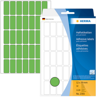 Vielzweck-Etiketten 12x30mm grün VE=1120 Stück Vielzweck-Etiketten 12x30mm grün VE=1120 Stück - Bild-Darstellung des Produktes 1