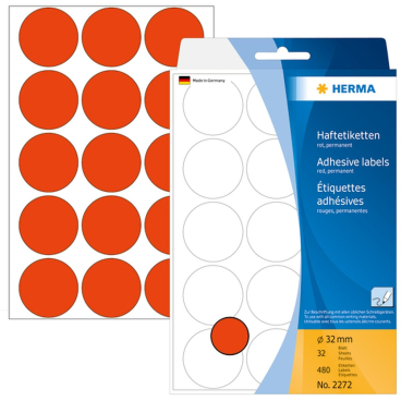 Vielzweck-Etiketten 32mm rot VE=480 Stück Vielzweck-Etiketten 32mm rot VE=480 Stück - Bild-Darstellung des Produktes 1