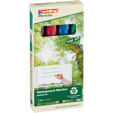Whiteboardmarker edding 28 EcoLine nachfüllbar 1,5-3mm schwarz, rot, blau, grün VE=4 Stück Whiteboardmarker edding 28 EcoLine nachfüllbar 1,5-3mm schwarz, rot, blau, grün VE=4 Stück - Bild-Darstellung des Produktes 1