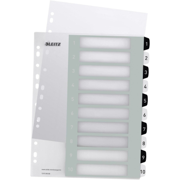 Plastikregister Wow 1-10 beschriftbar A4 PP 10 Blatt weiß/schwarz Plastikregister Wow 1-10 beschriftbar A4 PP 10 Blatt weiß/schwarz - Bild-Darstellung des Produktes 1