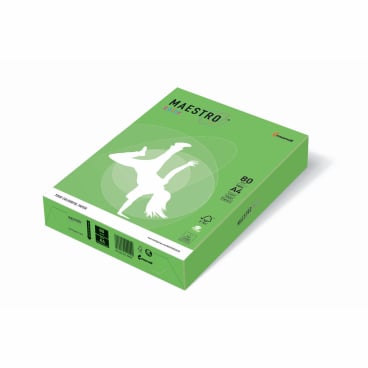 Kopierpapier MAESTRO Color Intensiv A4 80g/m² 500 Blatt maigrün. Kopierpapier MAESTRO Color Intensiv A4 80g/m² 500 Blatt maigrün. - Bild-Darstellung des Produktes 1