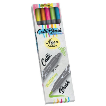 Faserschreiber Calli.Brush Duo - neon Farben 5 Stück sortiert. Faserschreiber Calli.Brush Duo - neon Farben 5 Stück sortiert. - Bild-Darstellung des Produktes 1