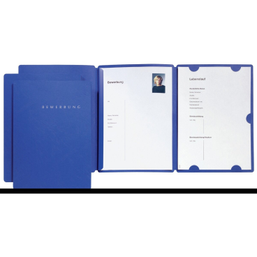 Bewerbungsmappe Select A4 3 Klappen mit Aufdruck blau Bewerbungsmappe Select A4 3 Klappen mit Aufdruck blau - Bild-Darstellung des Produktes 1