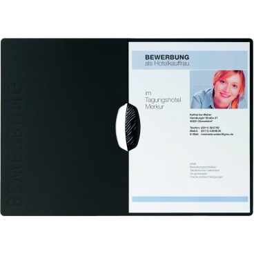 Bewerbungsmappe Swing A4 mit Prägung schwarz Bewerbungsmappe Swing A4 mit Prägung schwarz - Bild-Darstellung des Produktes 1