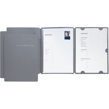 Bewerbungsmappe Select A4 3 Klappen mit Aufdruck grau Bewerbungsmappe Select A4 3 Klappen mit Aufdruck grau - Bild-Darstellung des Produktes 1