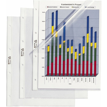 Prospekthüllen A4 PVC 100my oben und Links offen genarbt VE=100 Stück Prospekthüllen A4 PVC 100my oben und Links offen genarbt VE=100 Stück - Bild-Darstellung des Produktes 1