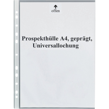 Prospekthüllen A4 50my geprägt VE=100 Stück Prospekthüllen A4 50my geprägt VE=100 Stück - Bild-Darstellung des Produktes 1