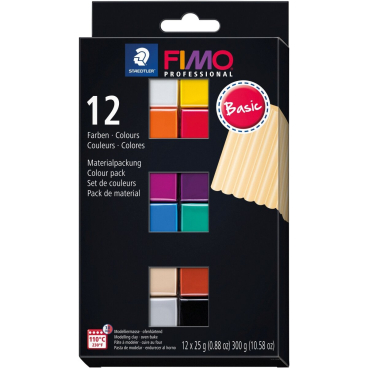 Modelliermasse Fimo Professional -Basic Colours- farbig sortiert 12x 25g Modelliermasse Fimo Professional -Basic Colours- farbig sortiert 12x 25g - Bild-Darstellung des Produktes 1