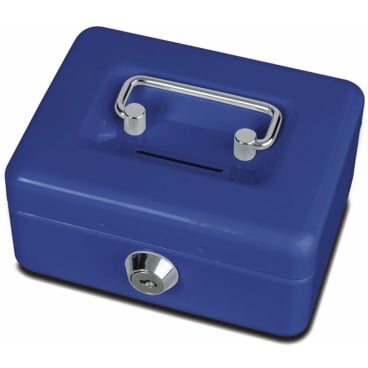 Geldkassette mit Münzeinwurf 12,5x9,5x6,0 cm blau Geldkassette mit Münzeinwurf 12,5x9,5x6,0 cm blau - Bild-Darstellung des Produktes 1