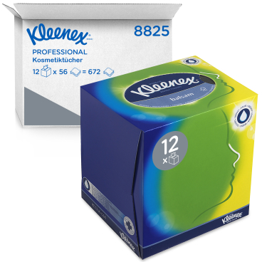 KLEENEX® Kosmetiktücher - Würfel-Box 1 Karton = 12 Boxen x 56 Stück = 672 Kosmetiktücher  - Bild-Darstellung des Produktes 1