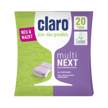 claro multi Next Tabs, Geschirrspültabs, ohne Folie 1 Packung = 20 Tabs à 20 g - Bild-Darstellung des Produktes 1