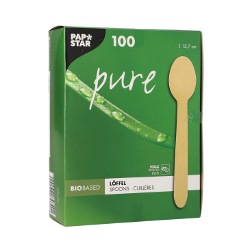 Papstar Pure Löffel, Holz 1 Karton = 10 Packungen à 100 Stück - Bild-Darstellung des Produktes 1