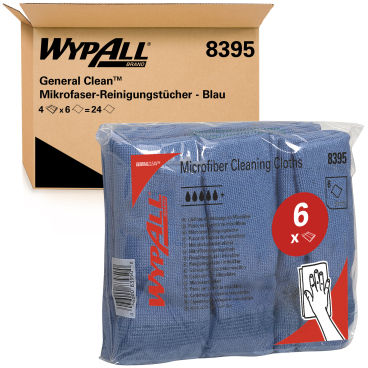 WYPALL* Mikrofaser-Allzwecktücher 1 Karton = 4 Packungen à 6 Tücher, blau - Bild-Darstellung des Produktes 1