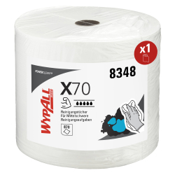 FamPro Tissue Germany GmbH WYPALL® X70 Wischtücher, Großrolle weiß, Tücher für anspruchsvolle Pflege- und Reinigungsvorgänge, 1 Rolle = 870 Tücher 8348